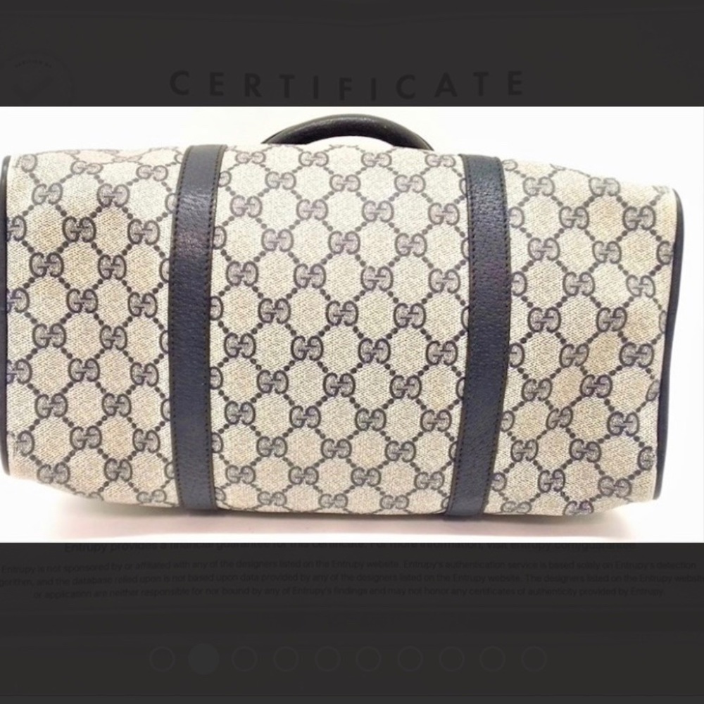 Gucci Beige GG Canvas Boston Bag with Black Leather and Red-Blue Web - Picture 3 of 10